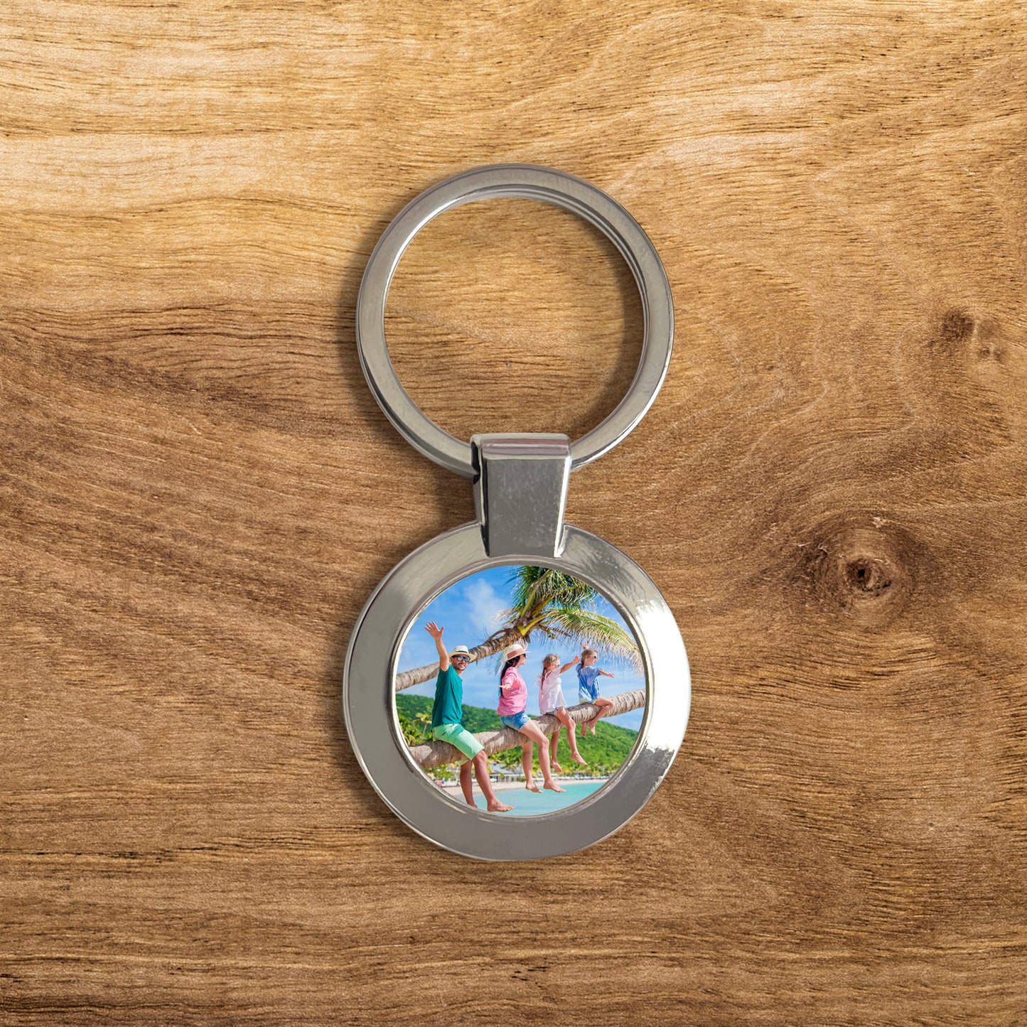 Personalised Photo Circle Metal Keyring