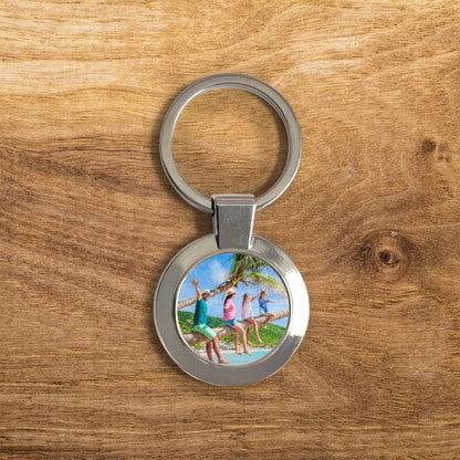 Personalised Photo Circle Metal Keyring