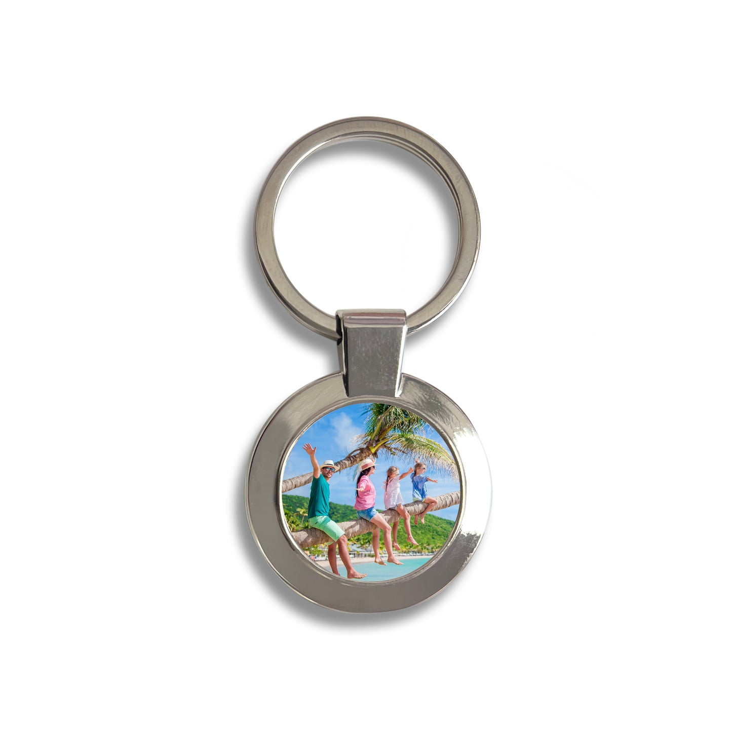 Personalised Photo Circle Metal Keyring