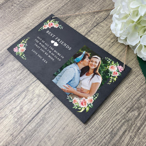 Personalised Any Message Pink Floral Slate Hanging Plaque 25 x 15cm