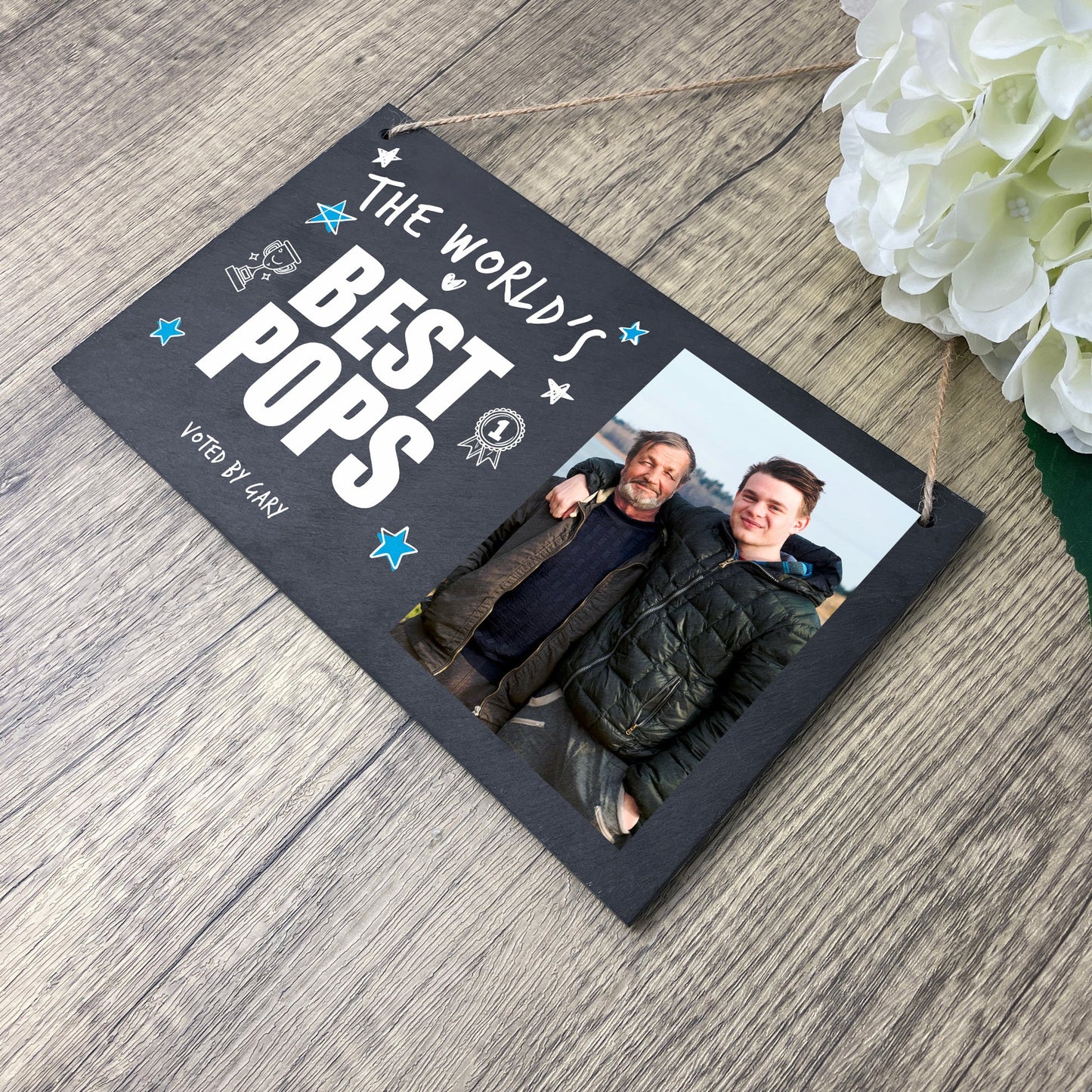 Personalised The World's Best Dad Photo Slate Hanging Plaque 25 x 15cm