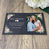 Personalised Any Message Pink Floral Slate Hanging Plaque 25 x 15cm
