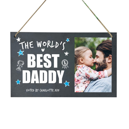Personalised The World's Best Dad Photo Slate Hanging Plaque 25 x 15cm