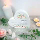 Personalised Any Message Pink Floral White Freestanding Heart