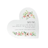 Personalised Any Message Pink Floral White Freestanding Heart