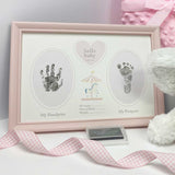 Welcome To The World Baby Girl Hand & Foot Print Frame + Inkpad