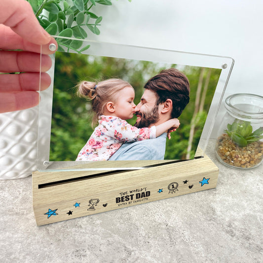 Personalised The World's Best Dad Wooden Base 6x4" Photo Frame
