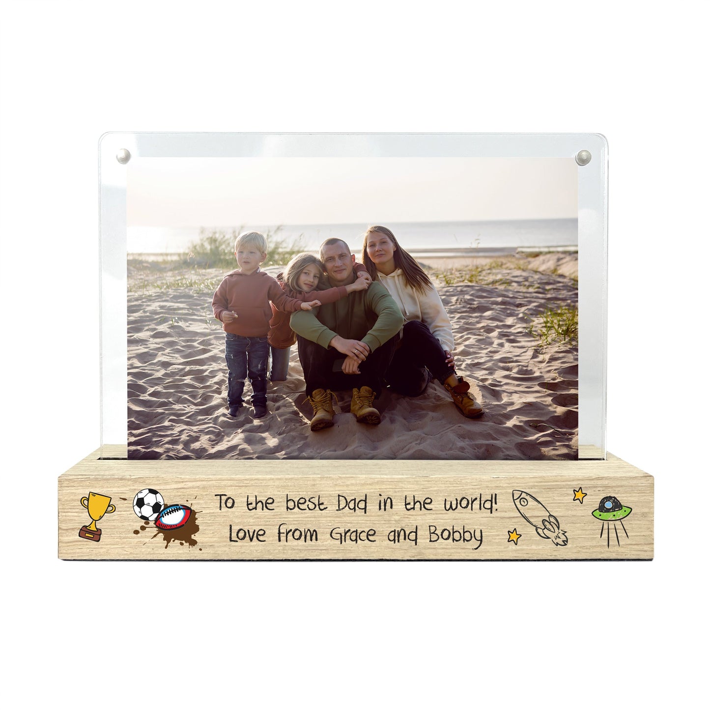 Personalised 'Our Adventures' From the Kids/Grandkids Wooden Base 6x4" Photo Frame