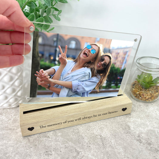 Personalised Any Occasion Hearts Wooden Base 6x4" Photo Frame