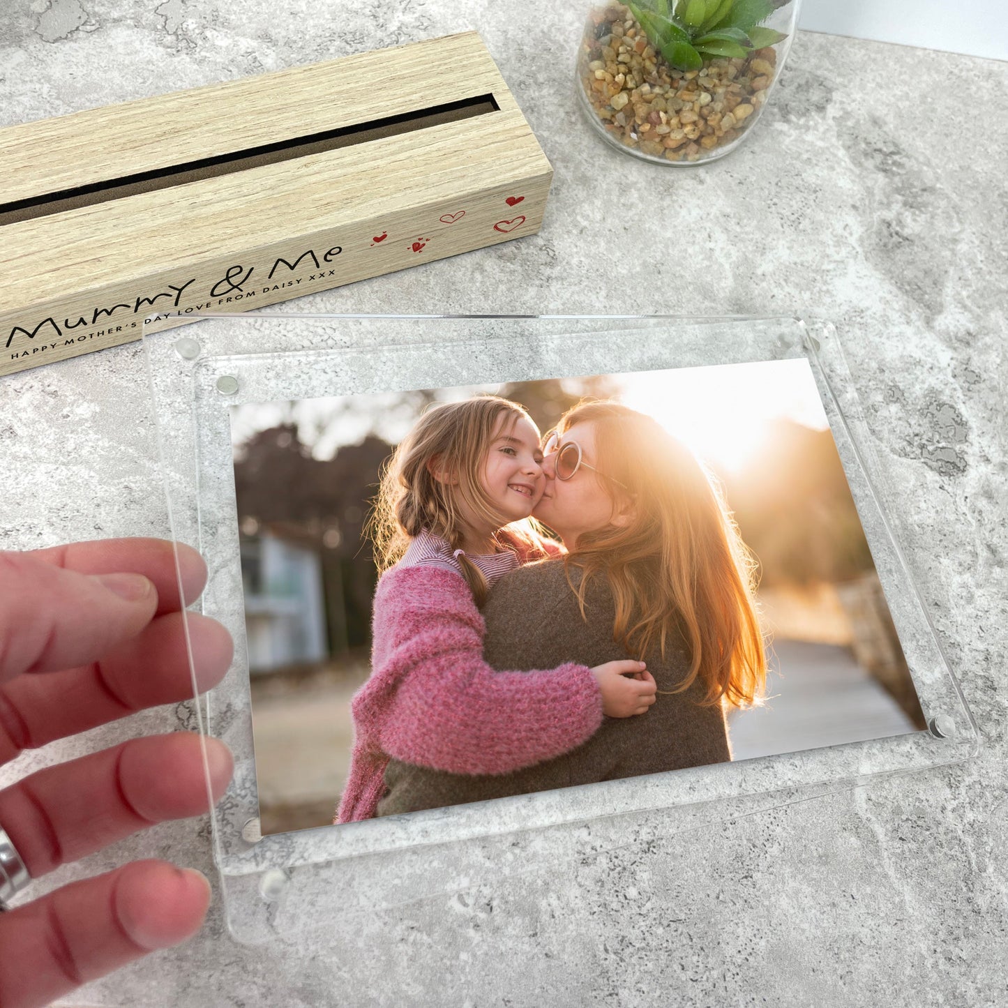 Personalised Kids Handwriting Style Wooden Base 6x4" Photo Frame