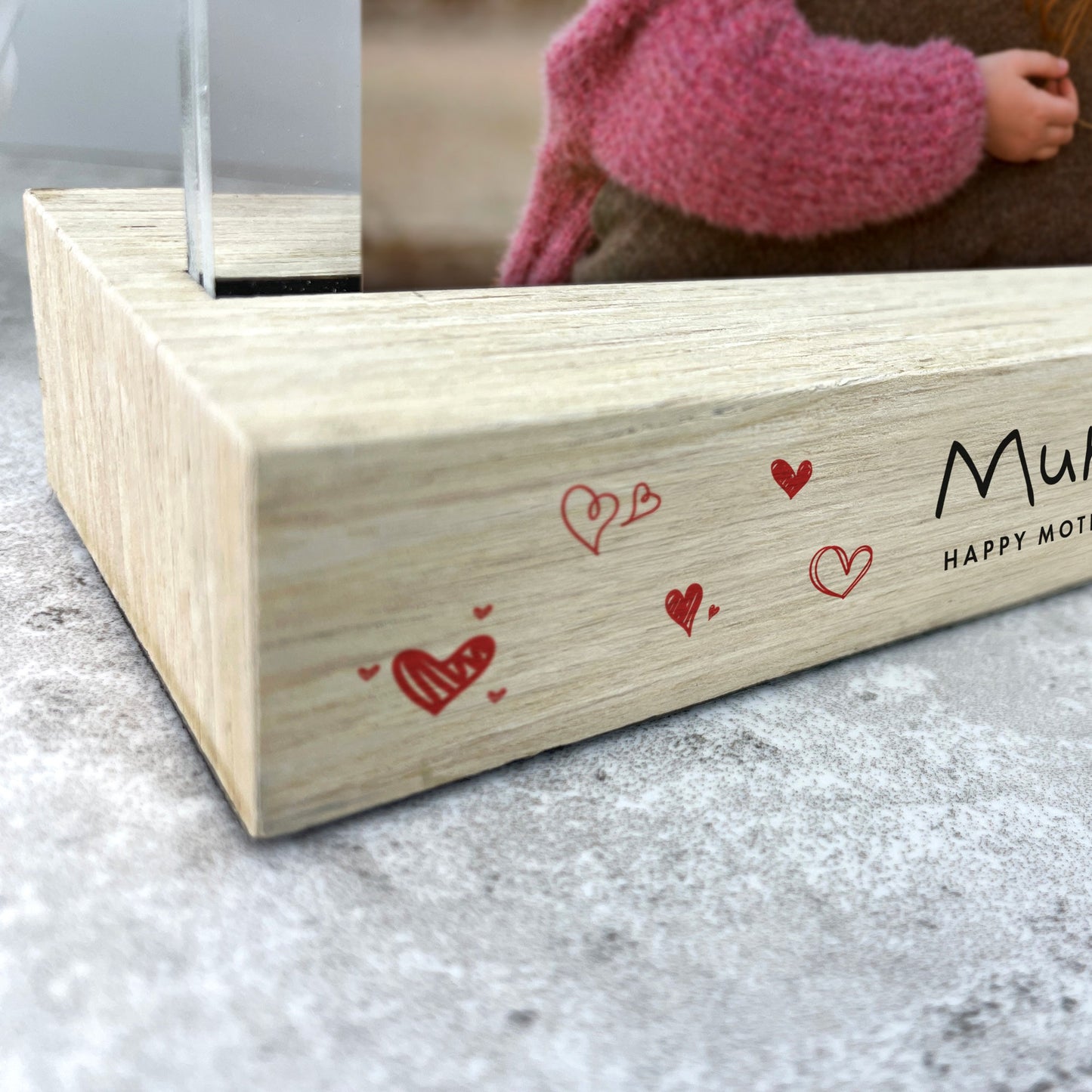 Personalised Kids Handwriting Style Wooden Base 6x4" Photo Frame