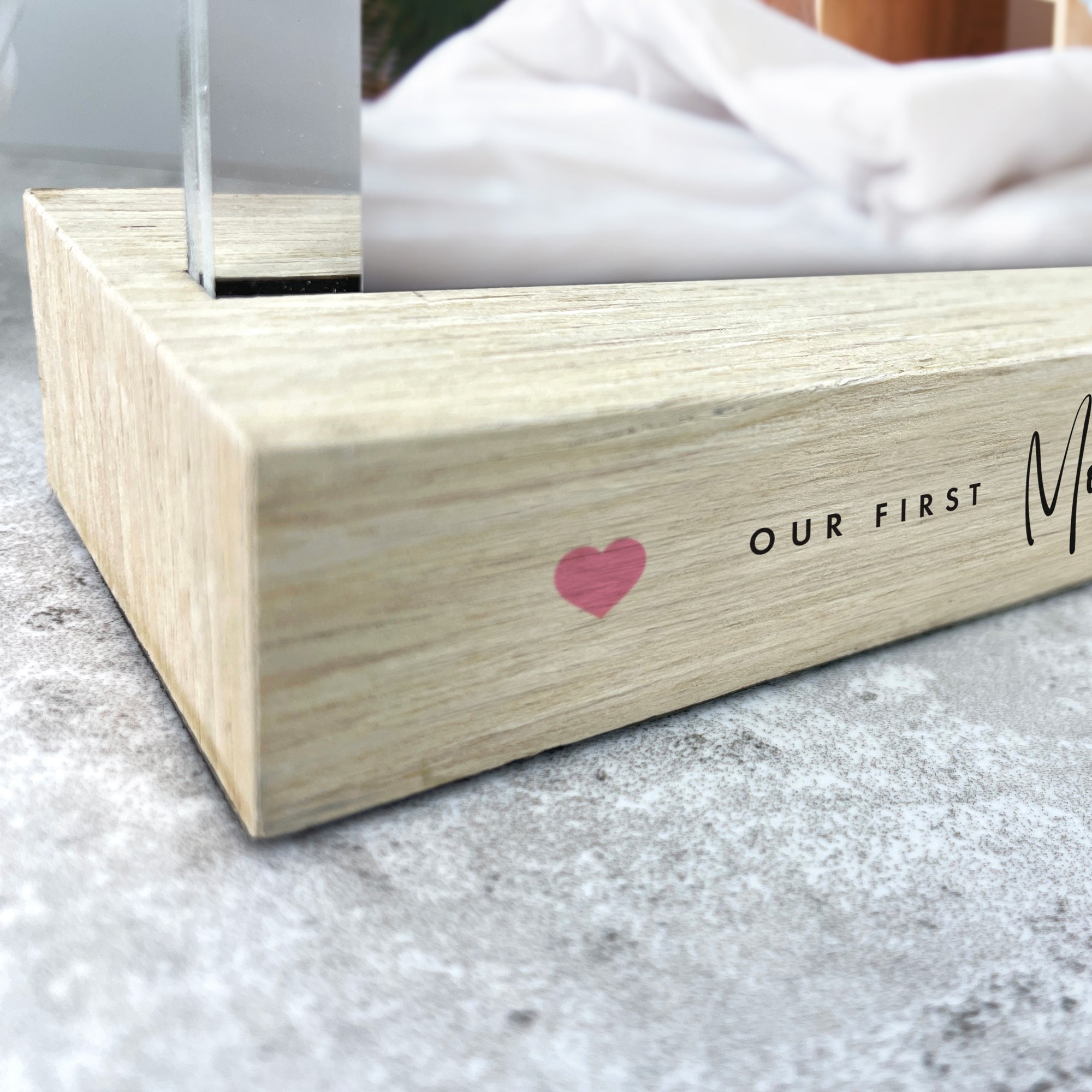 Personalised 'Our First...' Wooden Base 6x4
