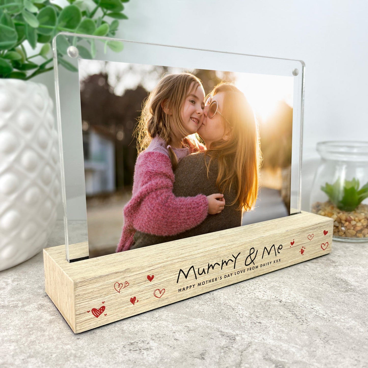 Personalised Kids Handwriting Style Wooden Base 6x4" Photo Frame