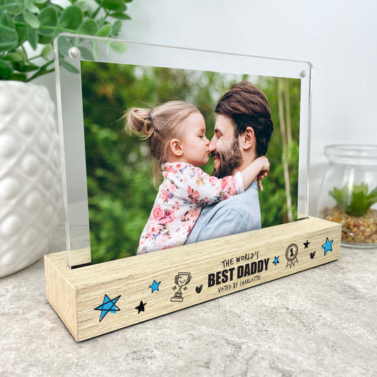 Personalised The World's Best Dad Wooden Base 6x4" Photo Frame