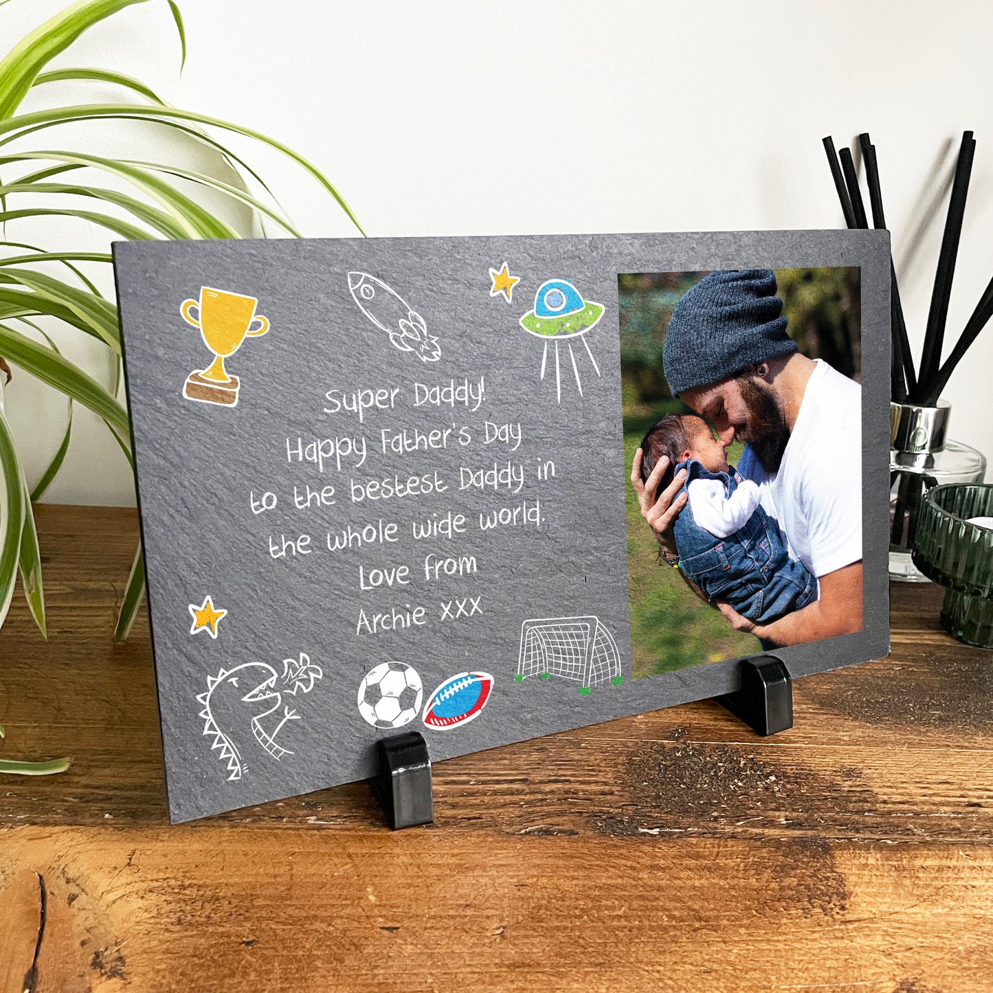 Personalised 'Our Adventures' Photo Slate With Stand 25 x 15cm