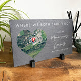 Personalised Heart Map Location Slate Plaque With Stand 25 x 15cm