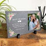 Personalised Any Message Pink Floral Decorative Slate With Stand 25 x 15cm