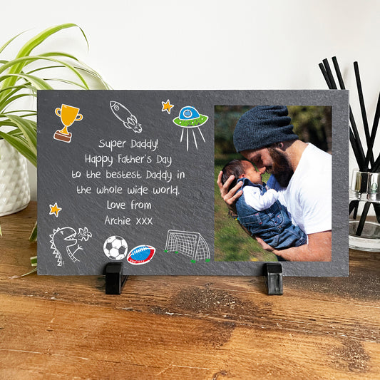 Personalised 'Our Adventures' Photo Slate With Stand 25 x 15cm