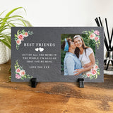 Personalised Any Message Pink Floral Decorative Slate With Stand 25 x 15cm