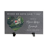 Personalised Heart Map Location Slate Plaque With Stand 25 x 15cm