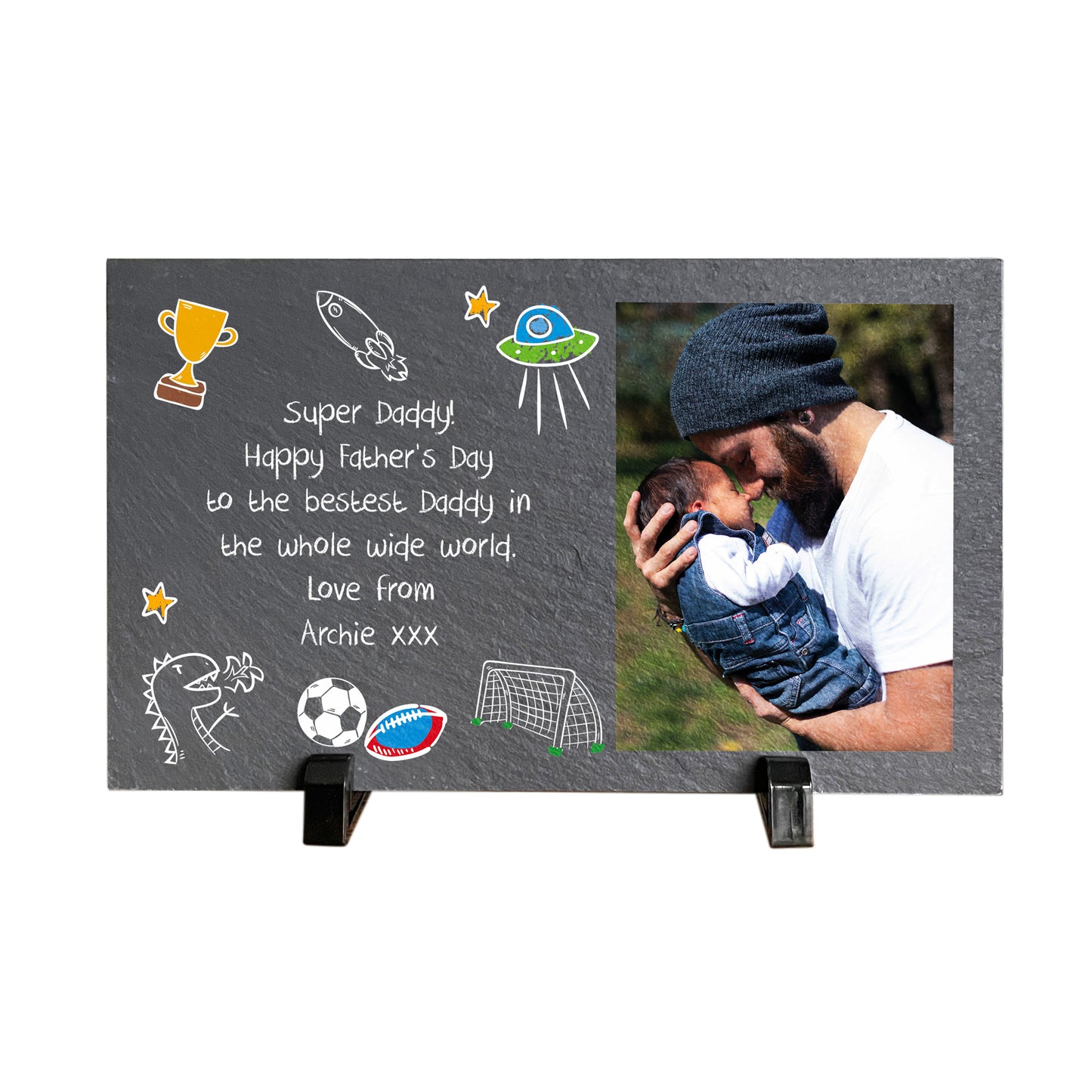 Personalised 'Our Adventures' Photo Slate With Stand 25 x 15cm