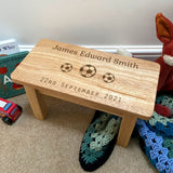 Personalised Children's Rectangle Stool Date of Birth with Football Butterfly Teddy Flower or Bicycle