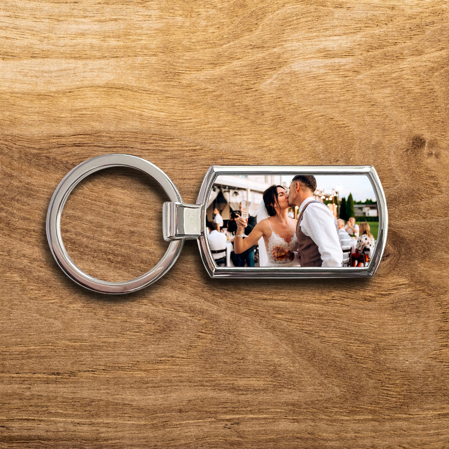 Personalised Rectangular Metal Photo Keyring