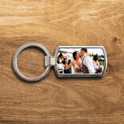 Personalised Rectangular Metal Photo Keyring