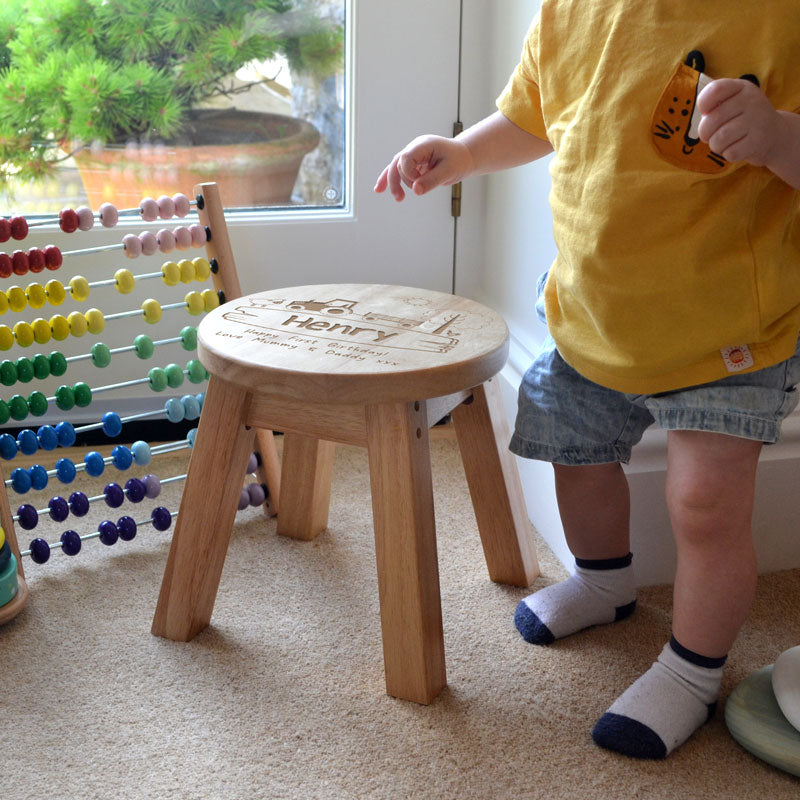 Personalised Farmyard Round Wooden Stool for Babies and Toddlers