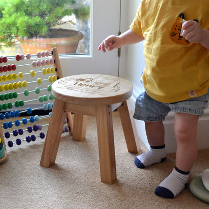 Personalised Farmyard Round Wooden Stool for Babies and Toddlers