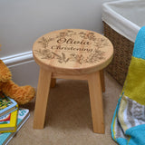Personalised Toddler Stool Christening Gift Flower Pattern