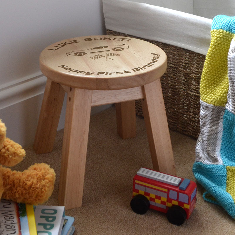 Personalised Sports Car Wooden Stool for Toddlers and Children