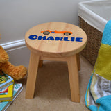 Personalised Children's Stool Race Car Solid Wood