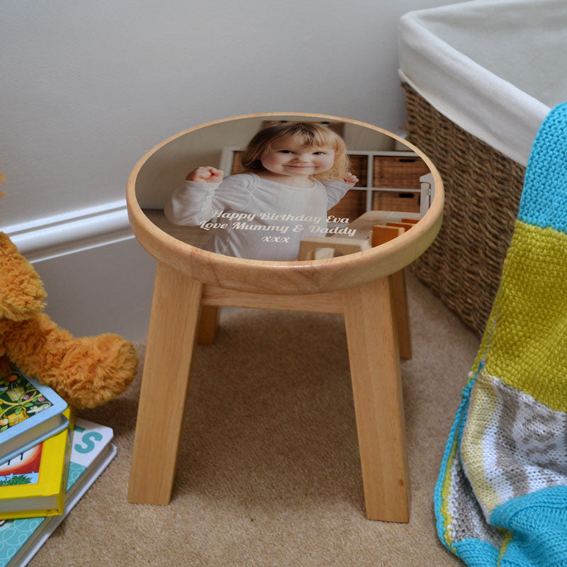 Personalised Wooden Stool Custom Photo and Message