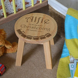 Personalised Toddler Stool Christening Gift Train Set