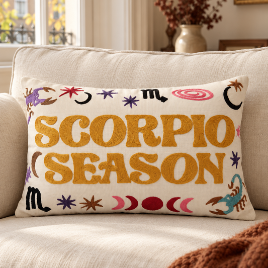 Scorpio Zodiac Needlepoint Pillow