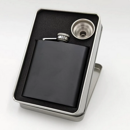Personalised Christmas Stag Engraved Black Metal Hip Flask 6oz