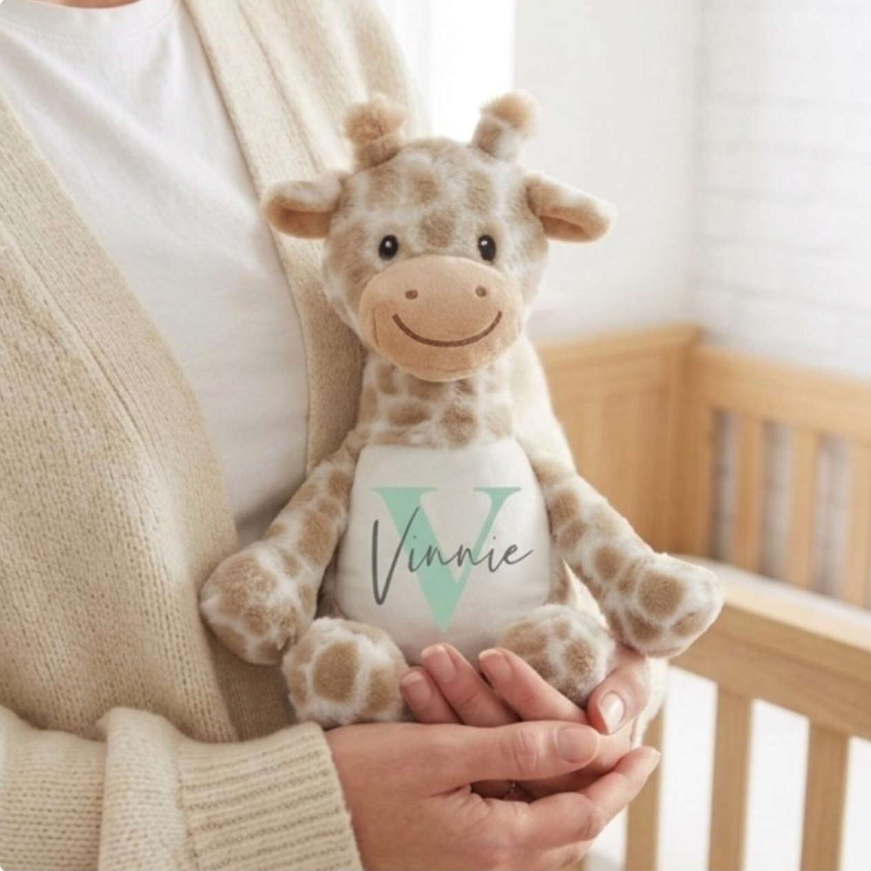 Name & Initial Giraffe - Green, Pink, Blue, Neutral