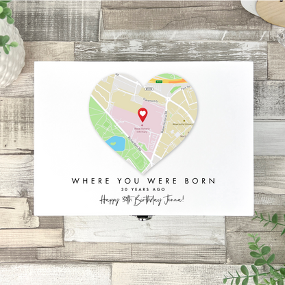 Personalised Heart Map Location White Keepsake Box - 3 Sizes