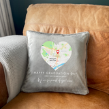 Personalised Heart Map Location Faux Fur Cuddle Cushion