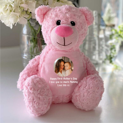 Personalised Photo Comfort Keepsake Memory Bear - Pink