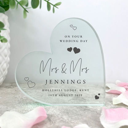 Personalised Wedding Script Text Acrylic Freestanding Heart