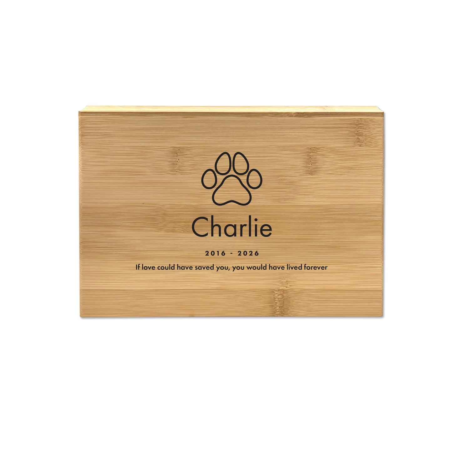 Personalised Bamboo Urn For Pet Cremation Ashes - Dog/Cat Design