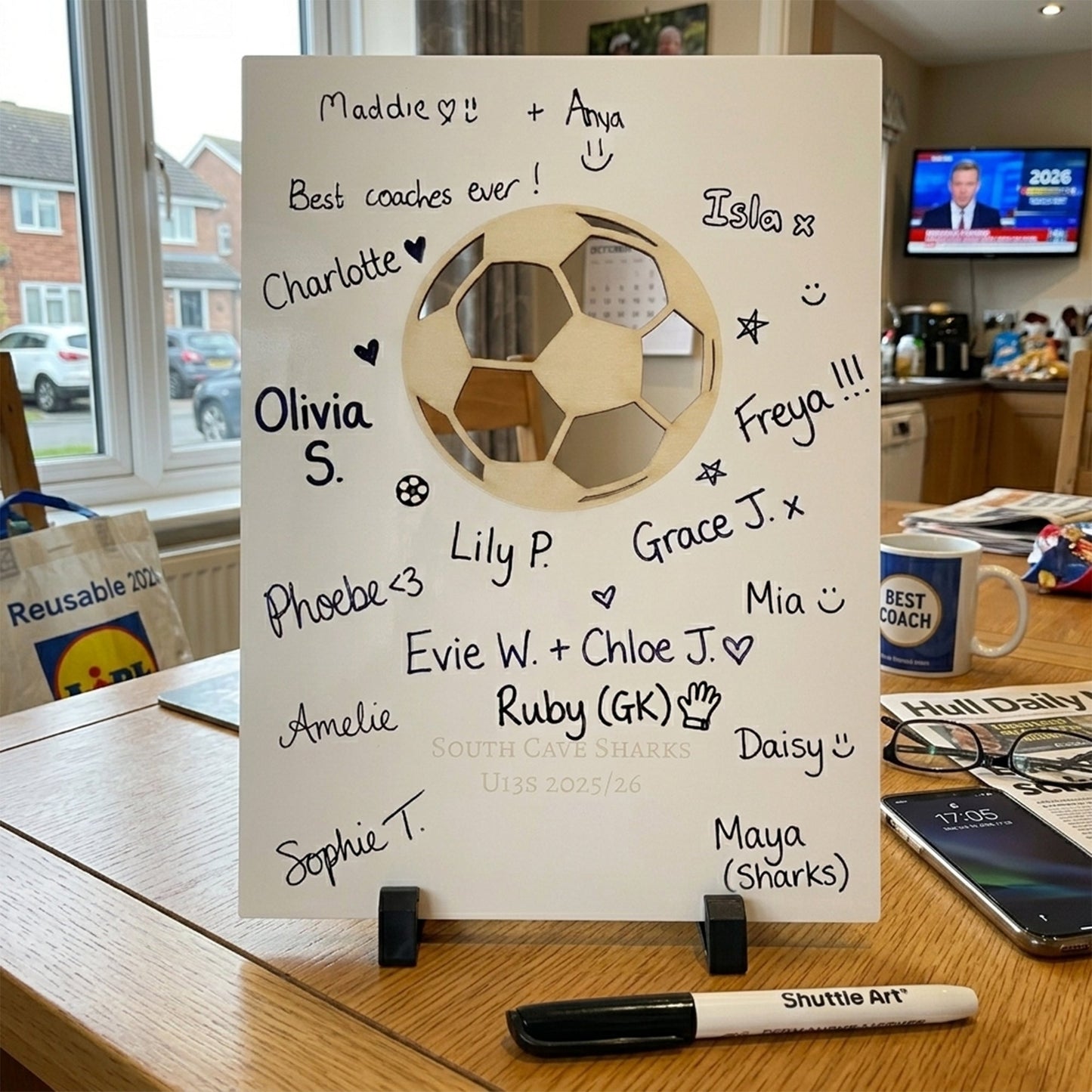 Personalised Sports Signature Board & Pen | End of Season Coach Gift