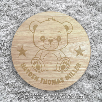 Personalised Wooden Teddy Bear Toddler Step Stool | Nursery Decor & First Birthday Gift