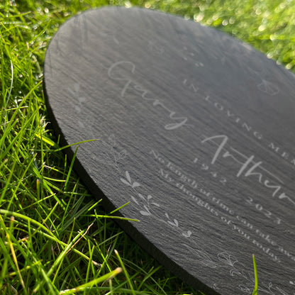Personalised Wreath Memorial Slate Circular Grave Marker