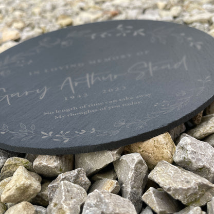 Personalised Wreath Memorial Slate Circular Grave Marker