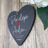 Personalised Couples Names Slate Heart Hanging Decoration 15 x 16cm