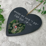 Personalised Heart Map Location Slate Hanging Heart Decoration 15 x 16cm