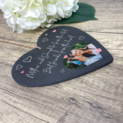Personalised Mother & Daughter/Son Best Friends Photo Slate Hanging Heart